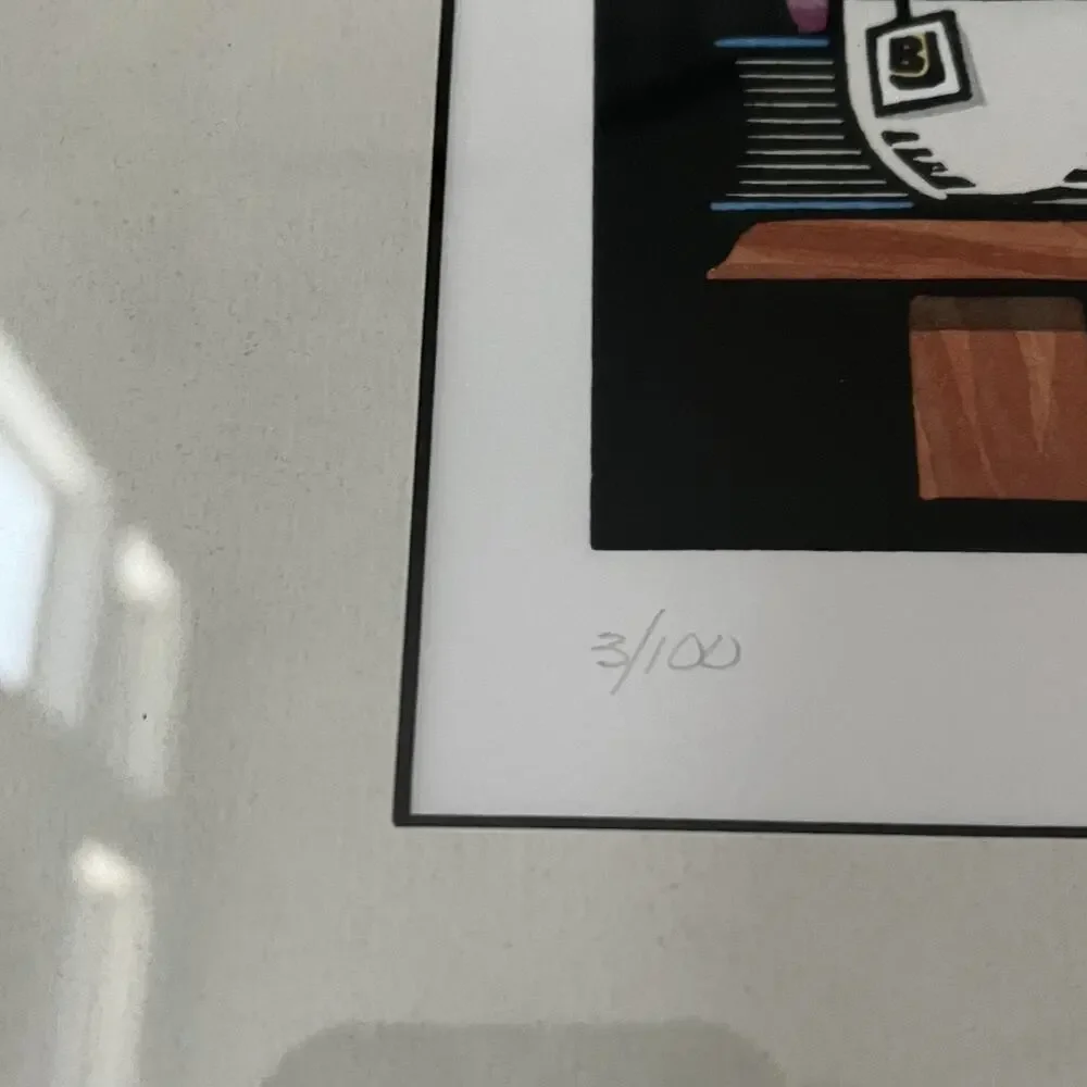 Ken Swanson Linoleum Block Print 3/100 Framed 11x14